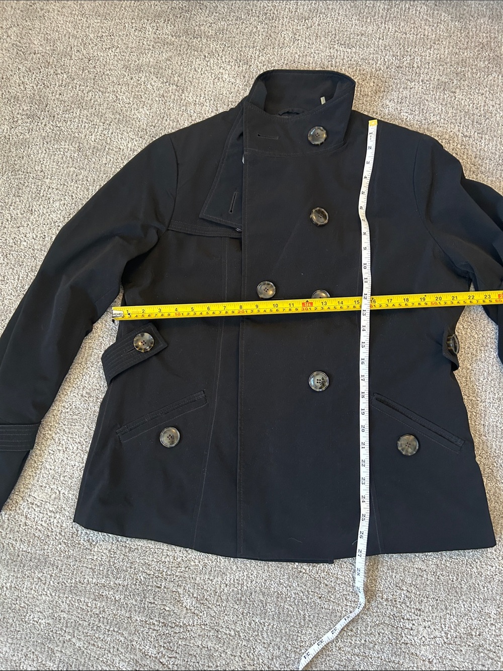 Braetan Black Double-Breasted Trench Coat - Picture 2 of 3